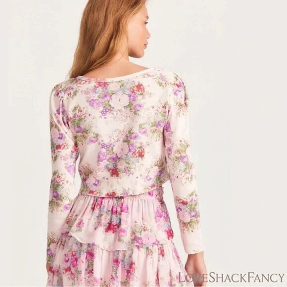 NEW LOVESHACKFANCY jonah crop cardigan in shimmering springs - Picture 2 of 5